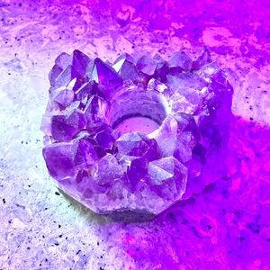 Genuine Amethyst Candle Holder